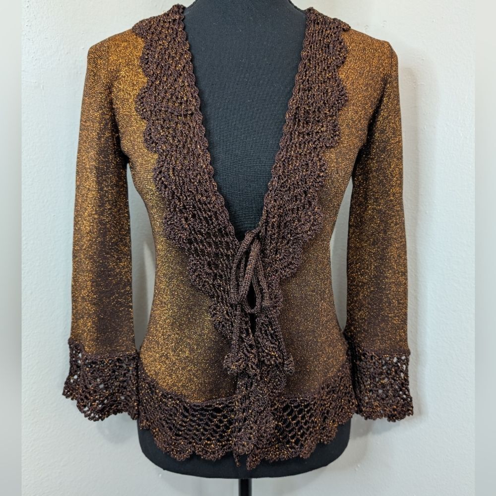 VTG 90s Y2K Joseph A Witchy Feminine Dark Academia Sparkle Romantic Cardigan S